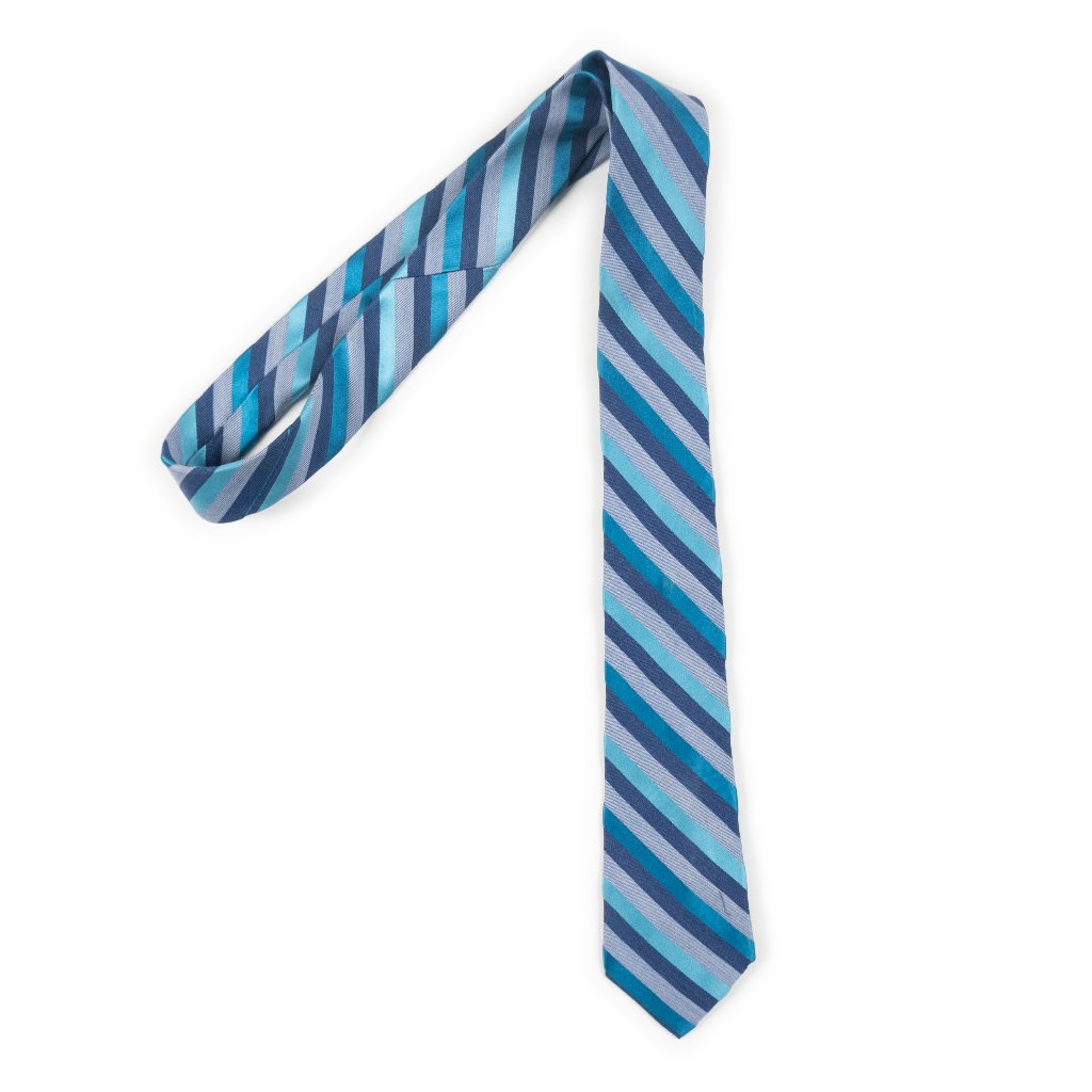 Express Blue Navy Diagonal Stripe Silk Blend Necktie
